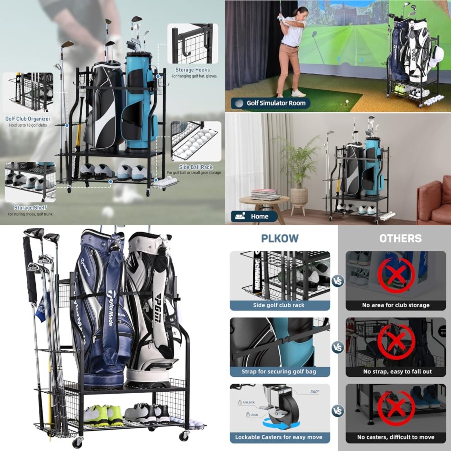 Golf Equipment Garage Organizer - Golf Bag Storage Garage Organizer, Extra