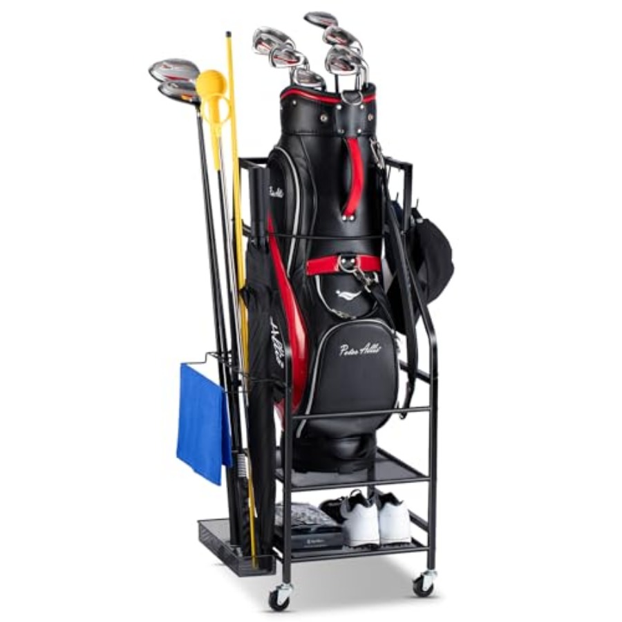 Golf Equipment Garage Organizer - Golf Bags Storage Garage Organizer -