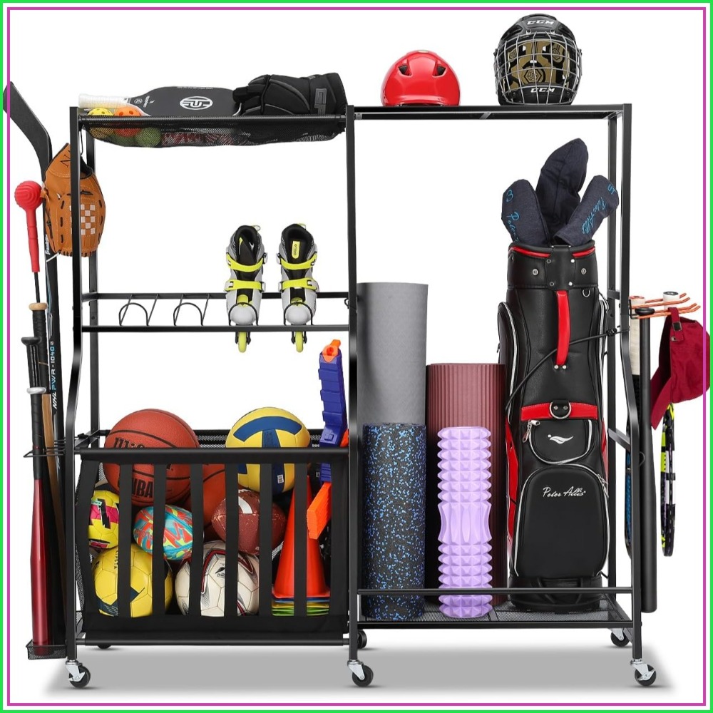 Golf Equipment Garage Organizer - Heavy Duty Garage Sports Equipment Organizer