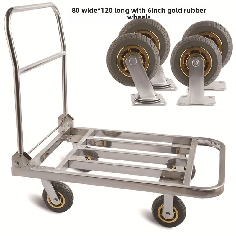 Pull Cart Fold - Trolley Stainless steel flatbed cart Folding