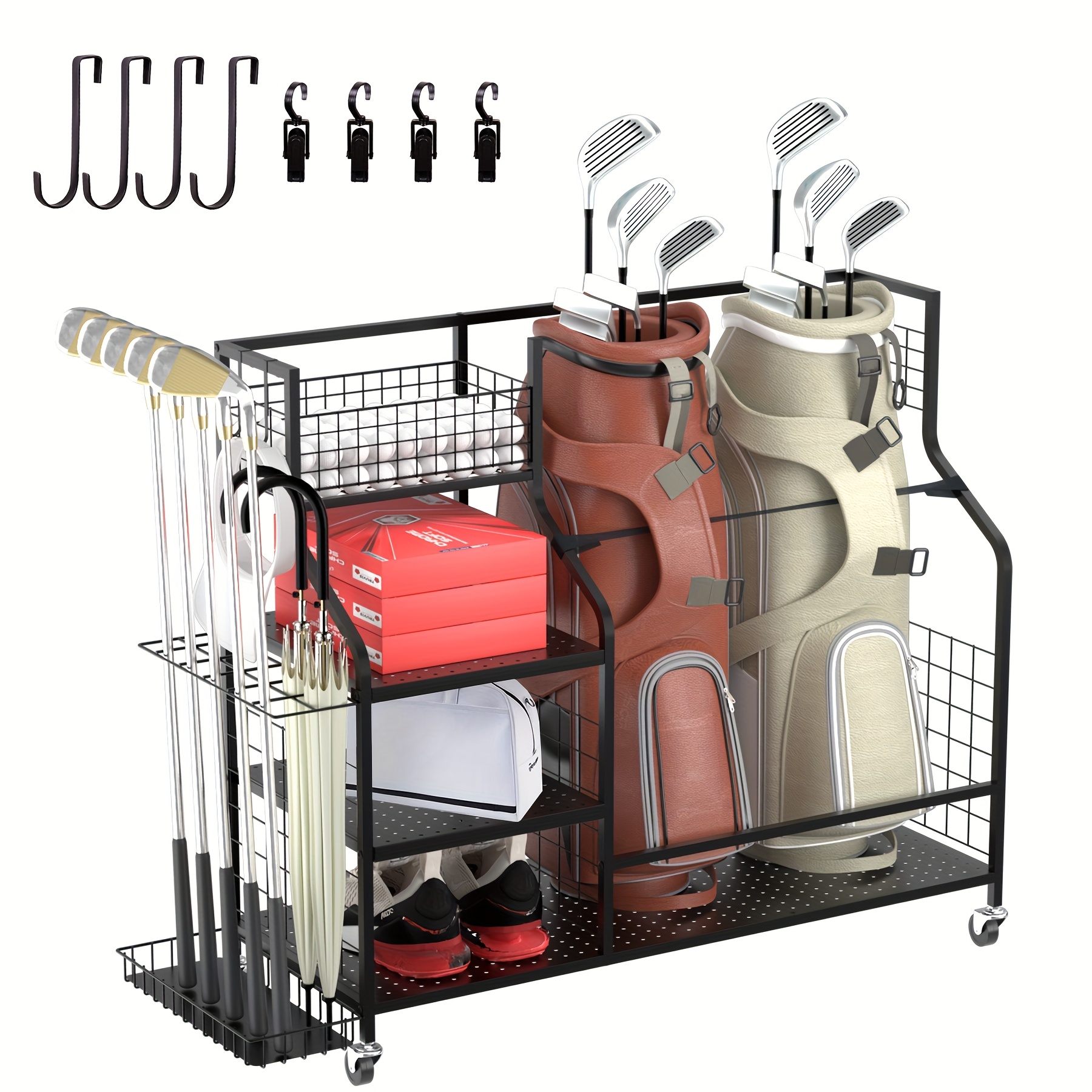 Golf Equipment Garage Organizer - Golf Storage Rack Golf Bag Organizer