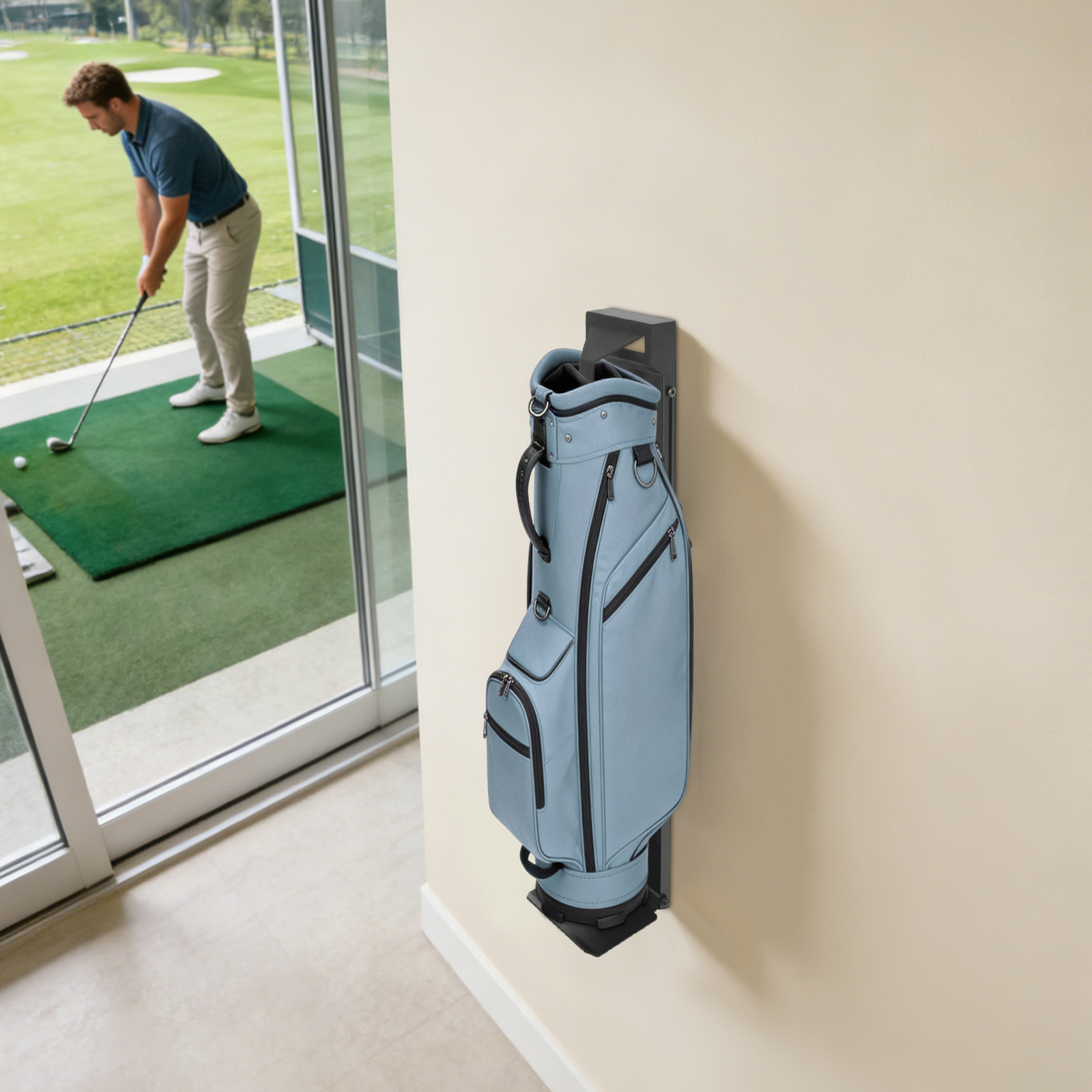 Golf Equipment Garage Organizer - Wall Mount Golf Bag Holder Sturdy