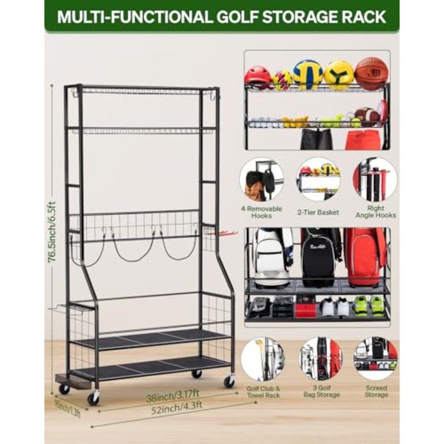Golf Bags Storage Garage Organ - Golf Equipment Garage Organizer 评论和价格
