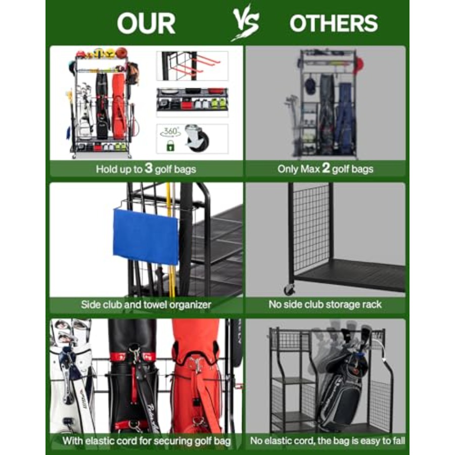 Golf Bags Storage Garage Organ - Golf Equipment Garage Organizer 评论和价格