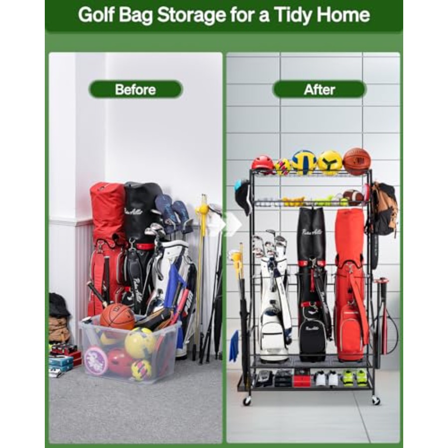 Golf Bags Storage Garage Organ - Golf Equipment Garage Organizer 评论和价格