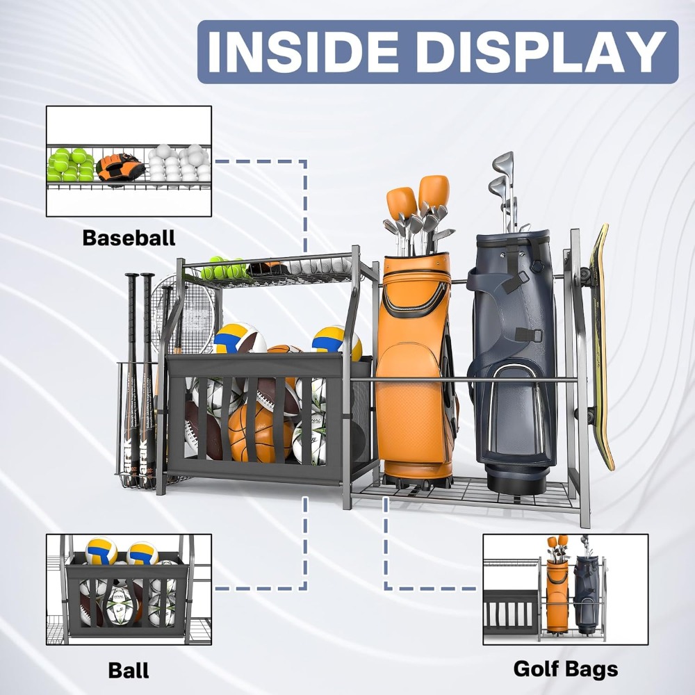 Garage Sports Equipment Organi - Golf Equipment Garage Organizer 评论和价格