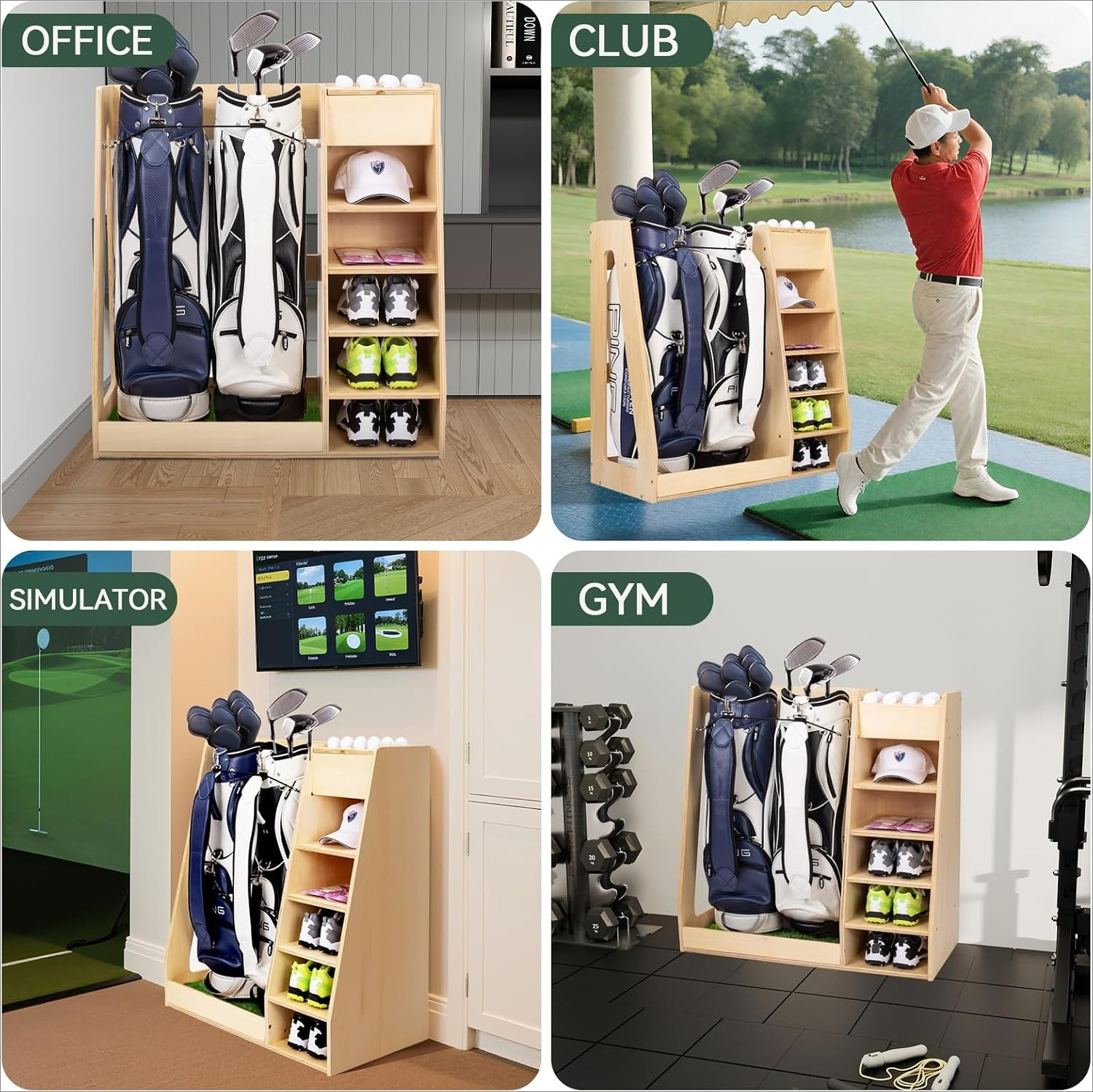 Premium Birch Plywood Golf Bag - Golf Equipment Garage Organizer 评论和价格