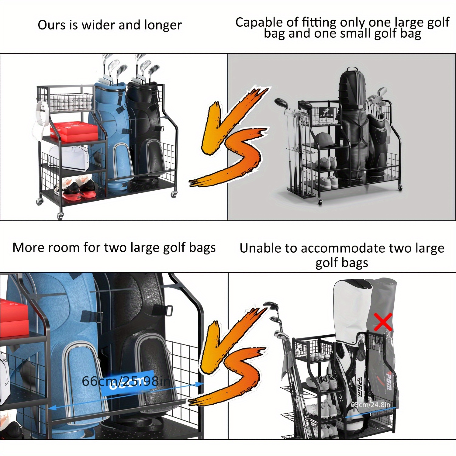 Golf Storage Rack Golf Bag Org - Golf Equipment Garage Organizer 评论和价格