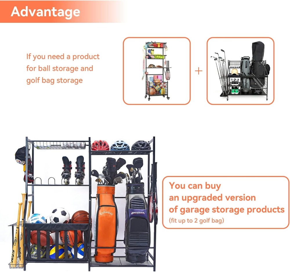 Sports Equipment Organizer, Go - Golf Equipment Garage Organizer 评论和价格