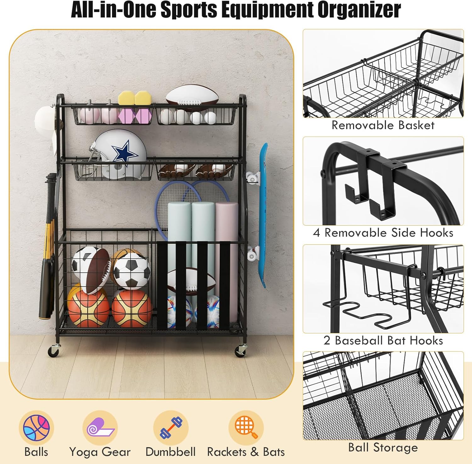 Garage Sports Equipment Organi - Golf Equipment Garage Organizer 评论和价格