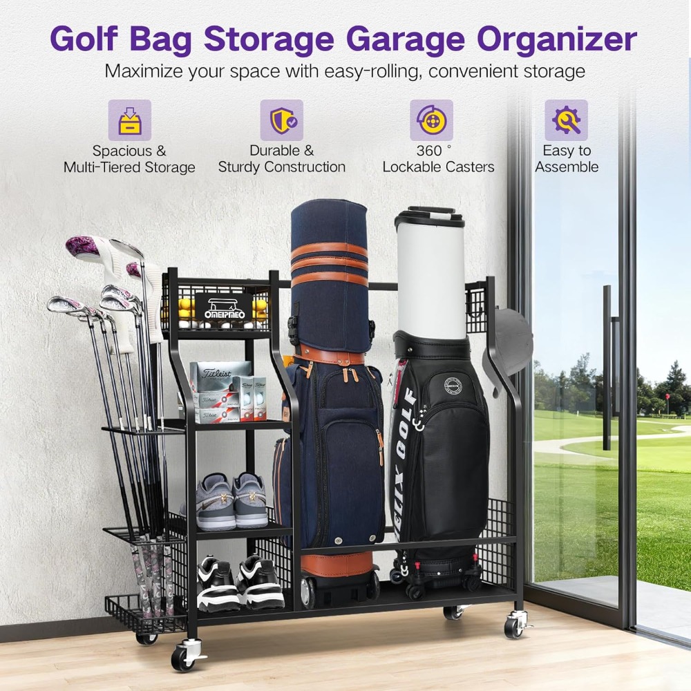 US Shipping Golf Bag Storage R - Golf Equipment Garage Organizer 评论和价格