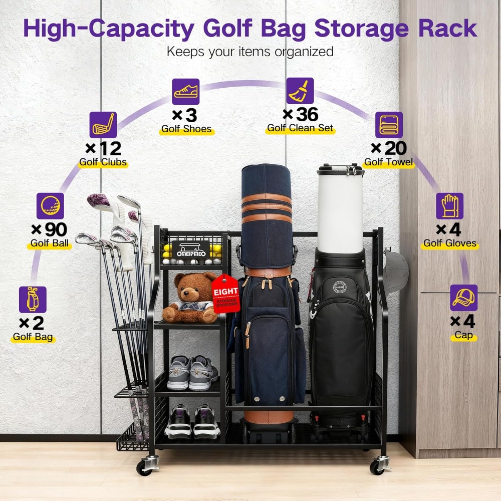 US Shipping Golf Bag Storage R - Golf Equipment Garage Organizer 评论和价格